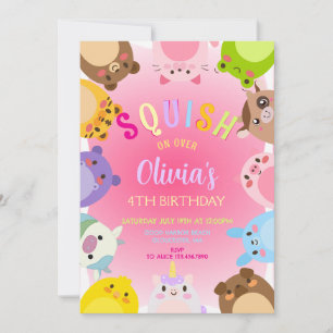Animals Squish Girl Birthday party Invitation