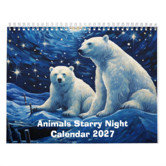 Animals Starry Night 2027 Calendar