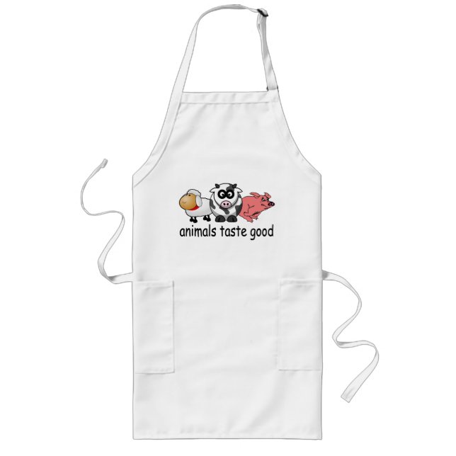 Animals Taste Good - Funny Meat Eaters Design Long Apron (Front)