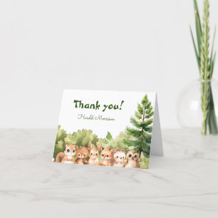 Animals Theme Baby Boy Shower Thank You Card