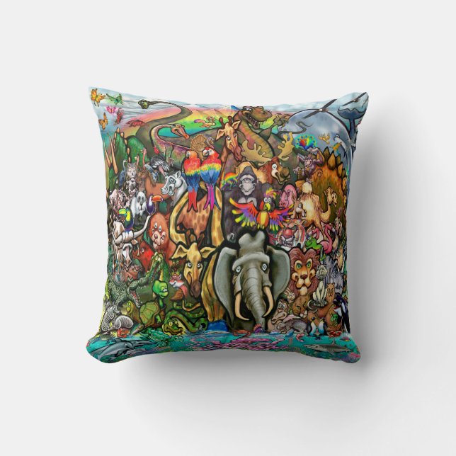 Animals Throw Pillow (Front)