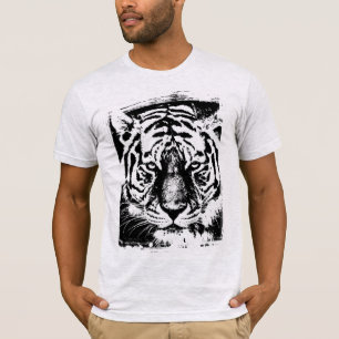 Animals Tiger Face Mens Short Sleeve Ash Grey T-Shirt