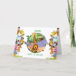 Animals Wild One Jungle greenery safari For kids Thank You Card