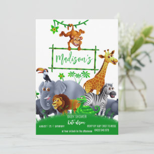 Animals Wild One Jungle greenery safari winter Invitation