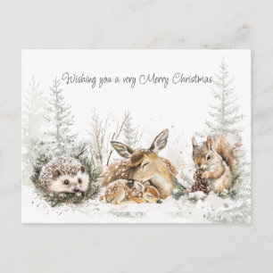 Animals Winter Forest Christmas Holiday Postcard