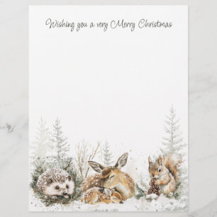 Animals Winter Forest Christmas Letterhead
