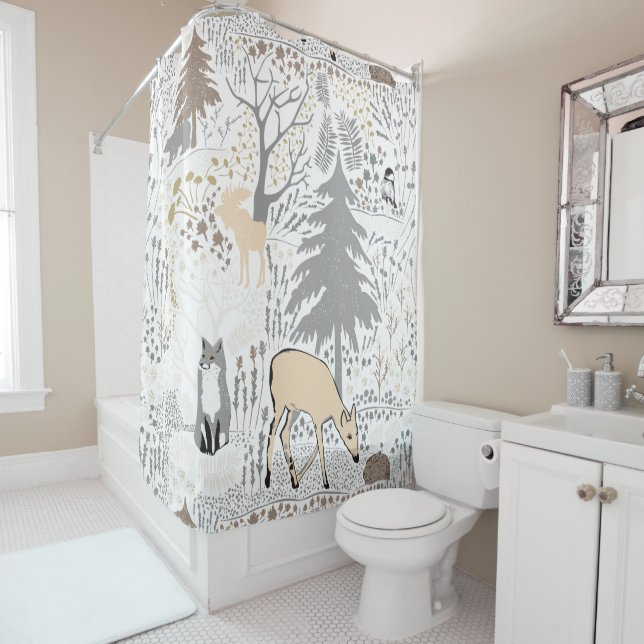 Animals Winter Forest Grey Neutrals Woodland Decor (In Situ)