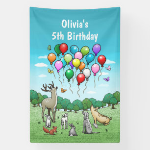 Animals with Balloons Banner