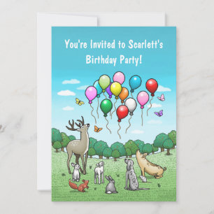 Animals with Balloons Invitation