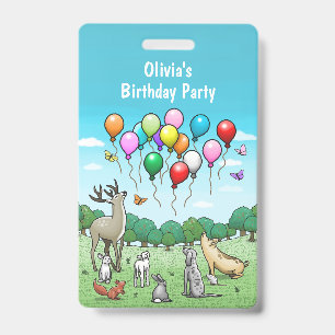 Animals with Colourful Balloons Badge