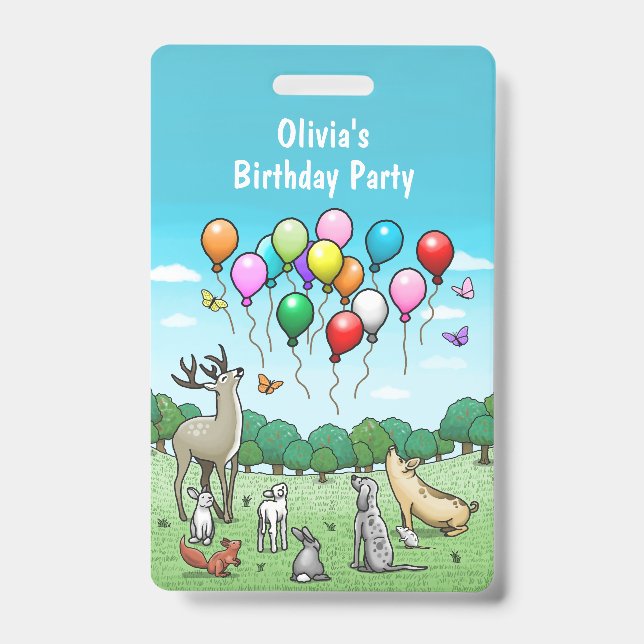 Animals with Colourful Balloons Badge (Front)