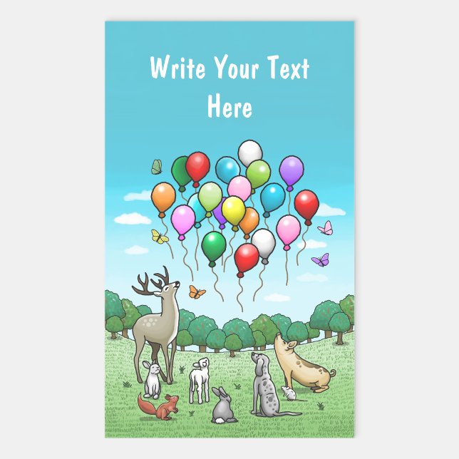 Animals with Party Balloons Sticker (Creator Uploaded)
