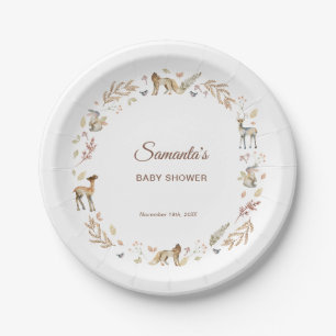 Animals Woodland Baby Shower Paper Plate