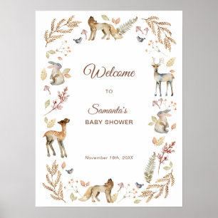 Animals Woodland Baby Shower Welcome Poster