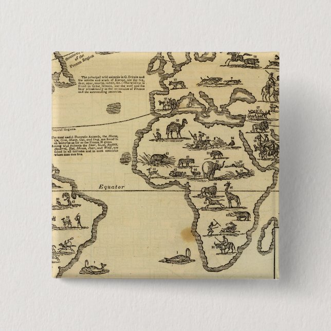 Animals World 2 Inch Square Button (Front)