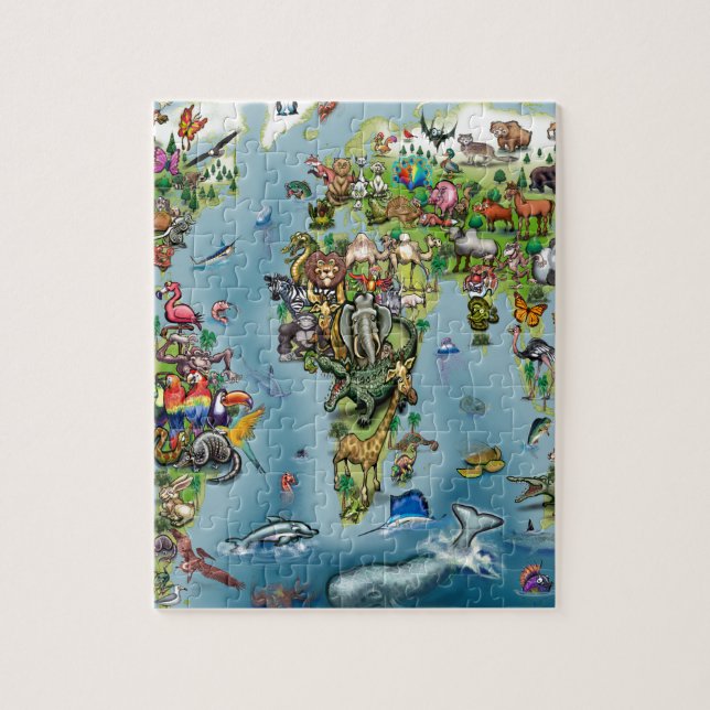 Animals World Map Jigsaw Puzzle (Vertical)