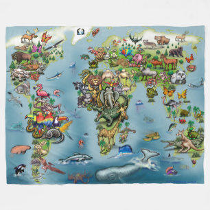 Animals World Map large blanket