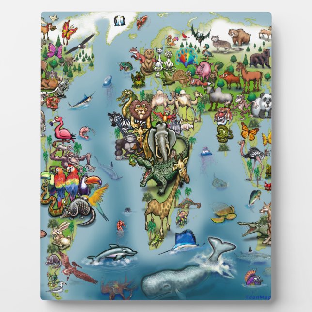 Animals World Map Plaque (Front)
