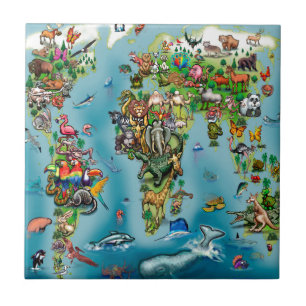 Animals World Map Tile