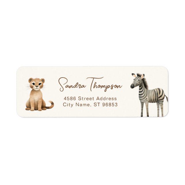 Animals Zebra Lion Safari Return Address (Front)