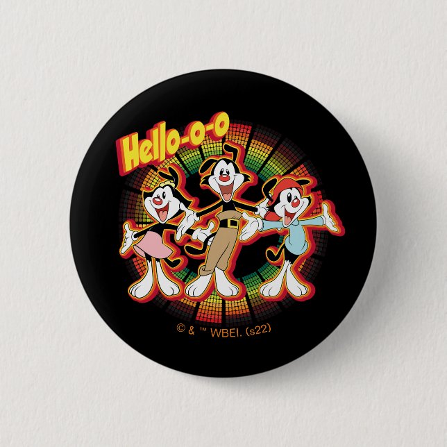 Animaniacs | Hello-o-o Retro Equalizer Graphic 2 Inch Round Button (Front)