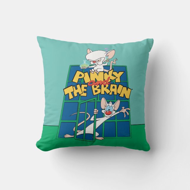 Animaniacs | Pinky and The Brain Cage Graphic Throw Pillow (Front)