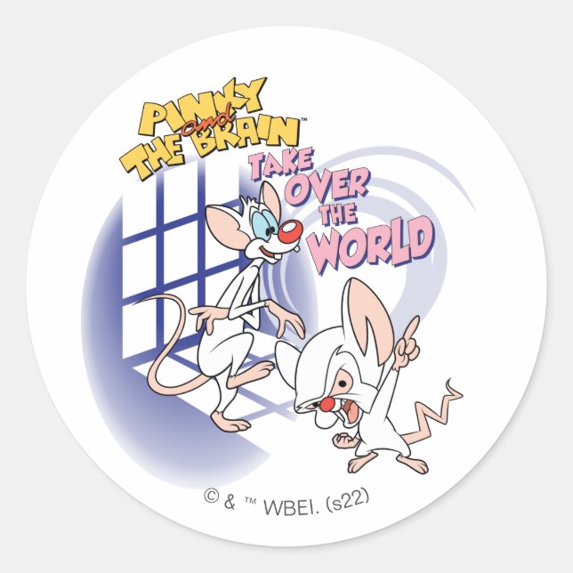 Animaniacs | Take Over The World Graphic Classic Round Sticker (Front)