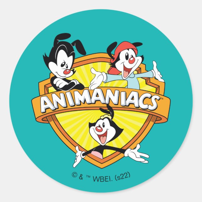 Animaniacs | Warner Brothers & Sister WB Shield Classic Round Sticker (Front)
