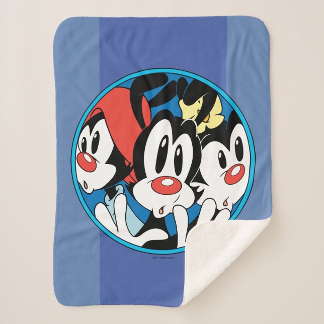 Animaniacs | Warner Siblings Circle Graphic Sherpa Blanket (Front)