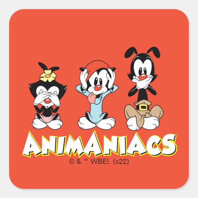 Animaniacs | Warner Siblings "No Evil" Graphic Square Sticker (Front)