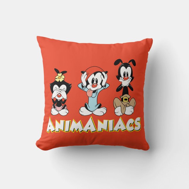 Animaniacs | Warner Siblings "No Evil" Graphic Throw Pillow (Front)