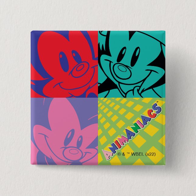 Animaniacs | Warner Siblings Pop Art Graphic 2 Inch Square Button (Front)
