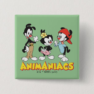 Animaniacs Yakko, Dot, and Wakko Standing 2 Inch Square Button