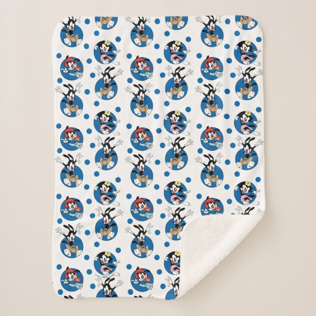 Animaniacs | Yakko, Wakko, & Dot Circle Pattern Sherpa Blanket (Front)