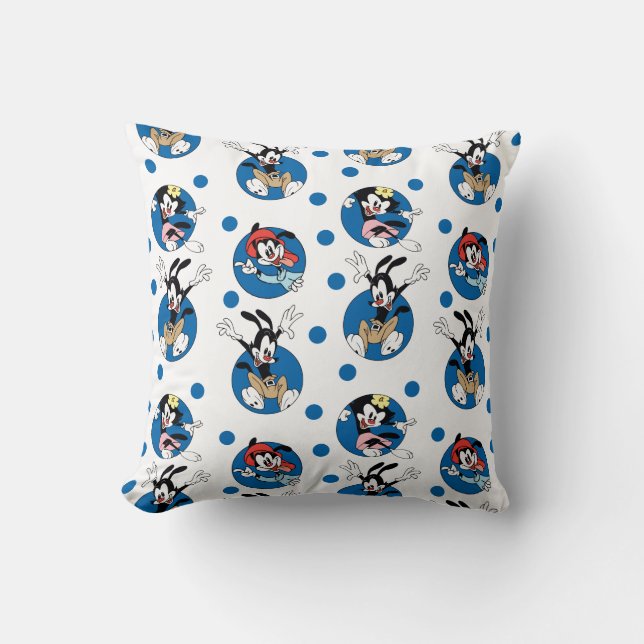 Animaniacs | Yakko, Wakko, & Dot Circle Pattern Throw Pillow (Front)