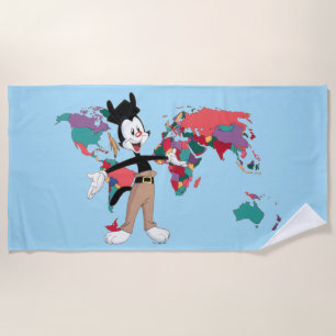 Animaniacs Yakko's World Map Graphic Beach Towel