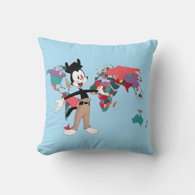 Animaniacs | Yakko's World Map Graphic Throw Pillow (Front)