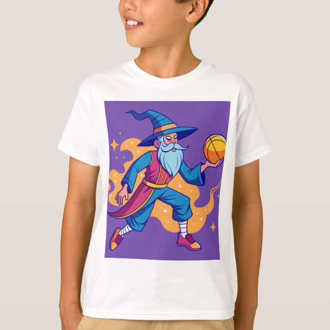 Animated Basketball Wizard (Kids) T-Shirt (Front)