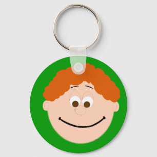 Animated Boys Face Red Hair Smiling Keychain