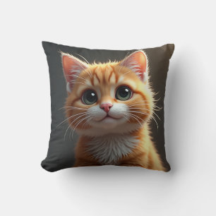 Animated cat cushion with bulging cheeks