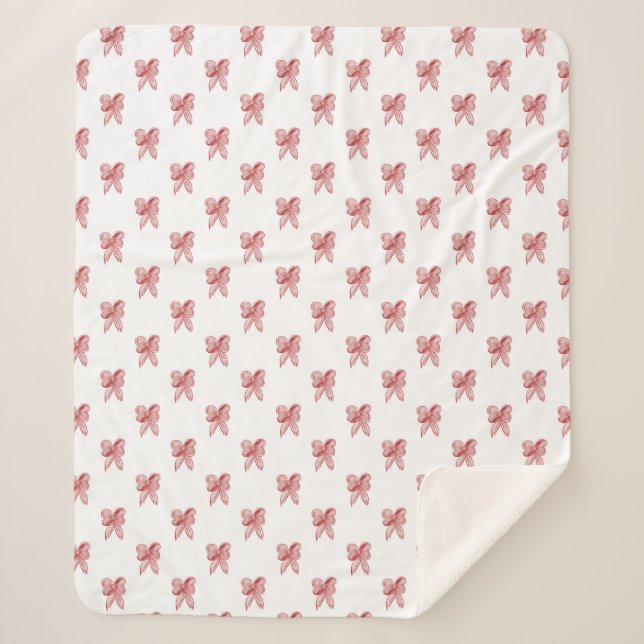 Animated Christmas bow Sherpa Blanket (Front)