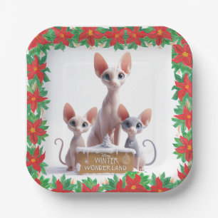 Animated Christmas Sphynx Paper Plate