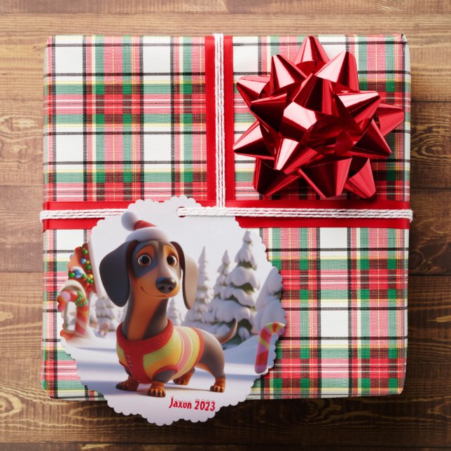 Animated Dachshund  Ornament Card (Insitu (Gift))