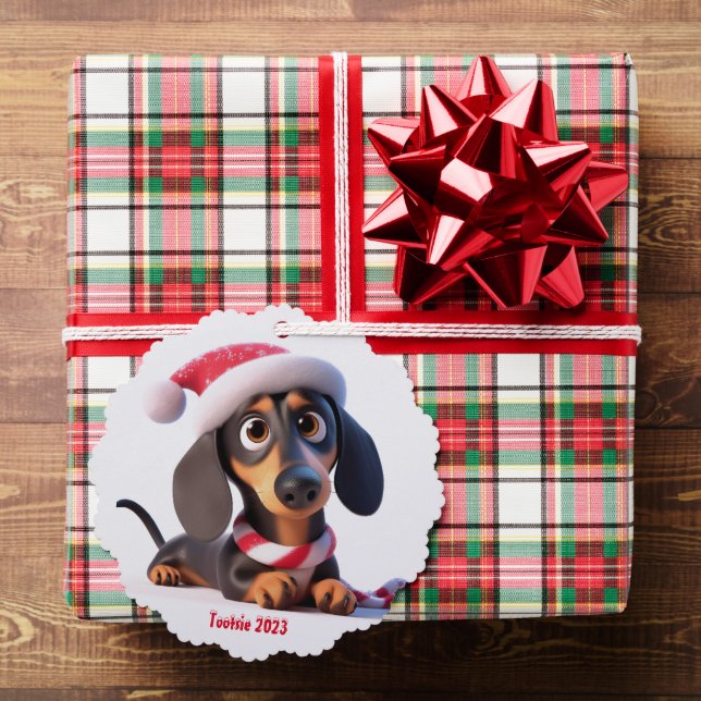 Animated Dachshund Puppy  Ornament Card (Insitu (Gift))