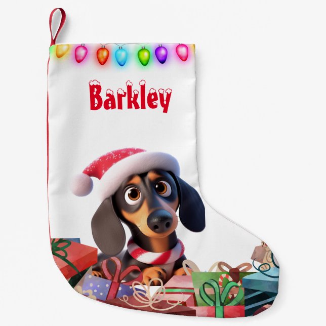 Animated Dachshund  Small Christmas Stocking (Front)