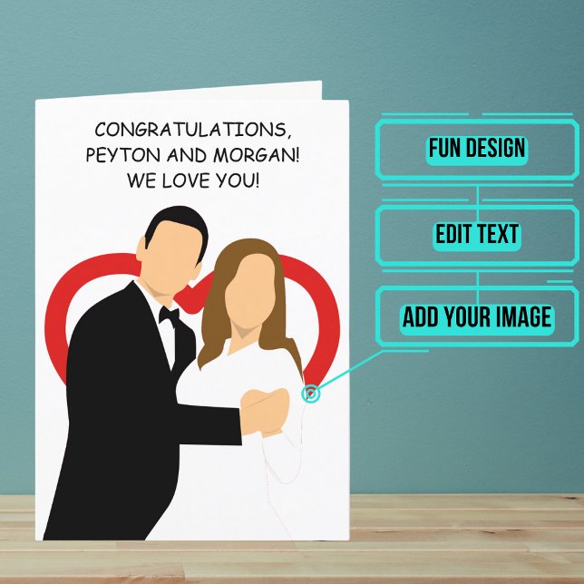 Animated Dance Couple Wedding Day Congratulations Card (Send your love and congratulations with a modern and unique twist.)