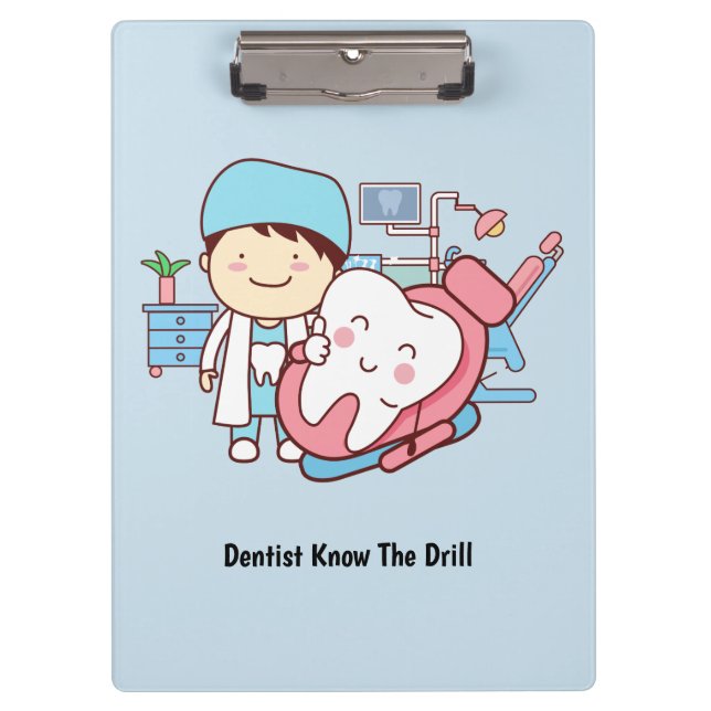 Animated dentist with tooth clipboard (Front)