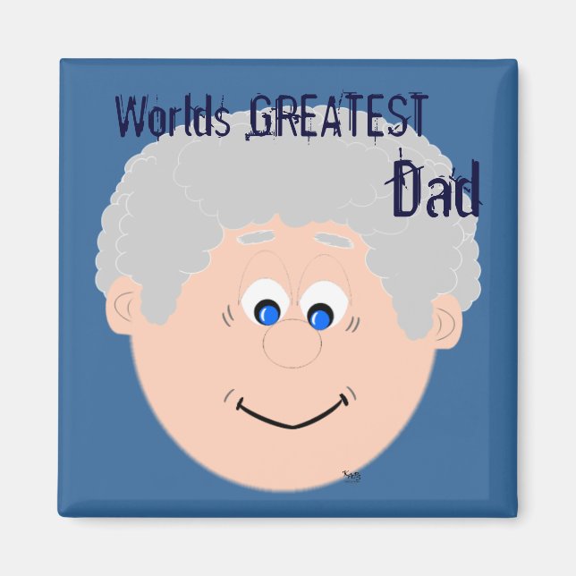 Animated Digital Art Dad Face Grey Hair Magnet (Front)