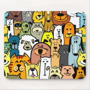 Animated Dogs and Cats illustrations Mouse Pad