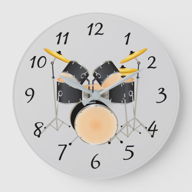 Animated drum set large clock (Front)